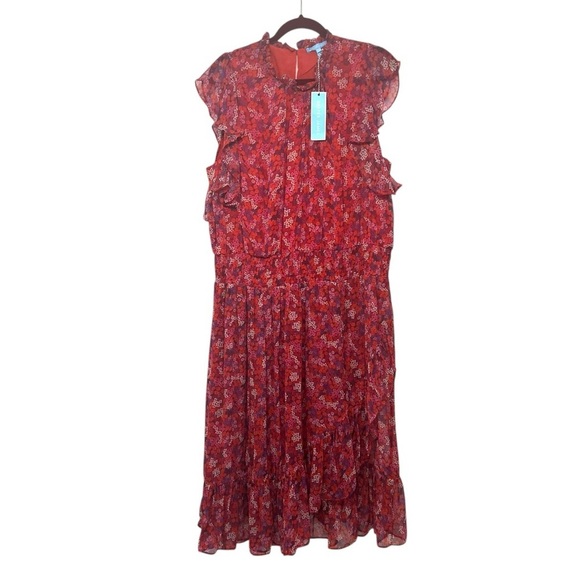 Draper James NWT Kacey Faux Wrap Ditsy Floral Raspberry Pink Dress Women’s XXL - Picture 3 of 12